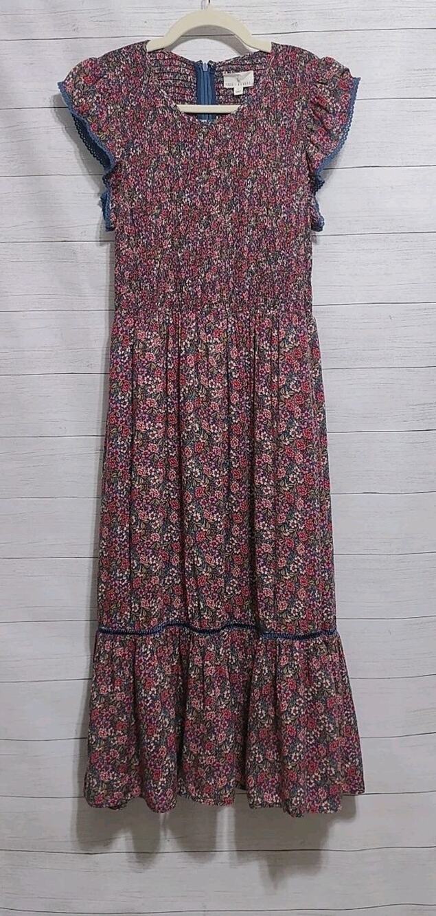 Women's Lost + Wander Smocked Floral Midi Dress Size Large (Pre-owned) EUC